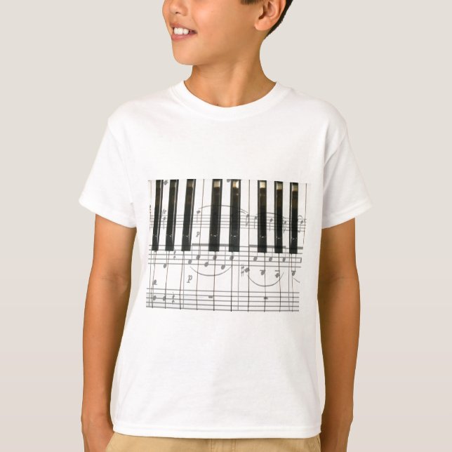 T-shirt Notes de clavier et de musique de piano (Devant)