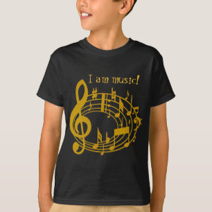 T-shirt Notes de musique dorées_