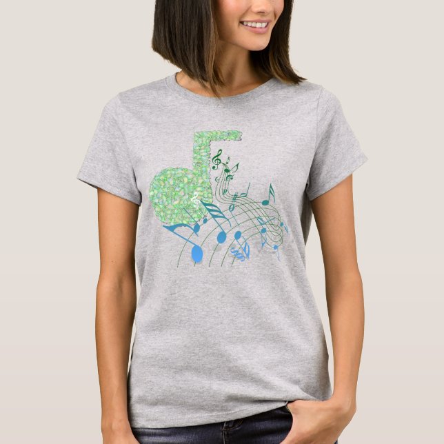 T-shirt Notes de Musique Vert et Bleu Débardeur de Muscle  (Devant)