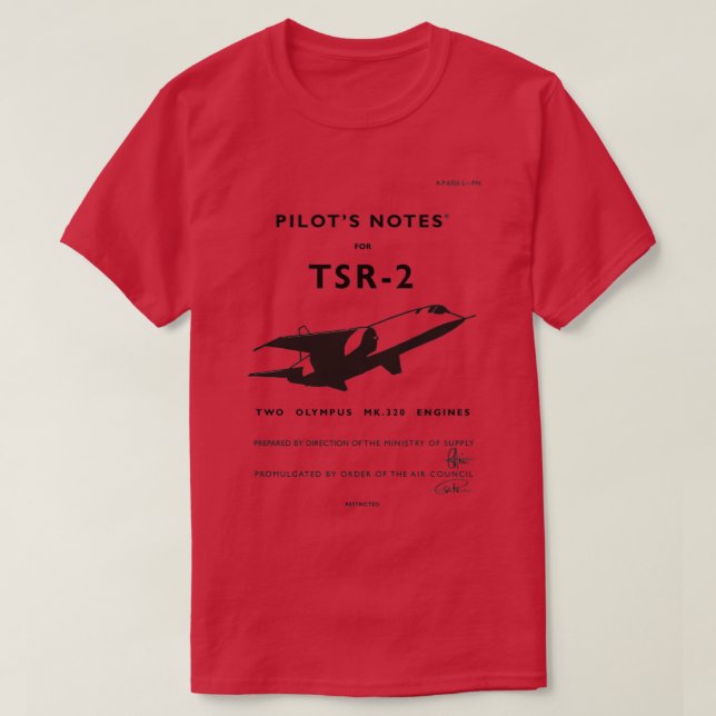 T-shirt Notes des pilotes pour TSR2  (Design devant)