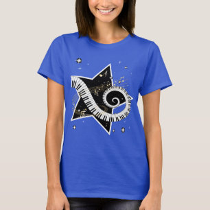 T-shirt Notes d'or d'étoile musicale
