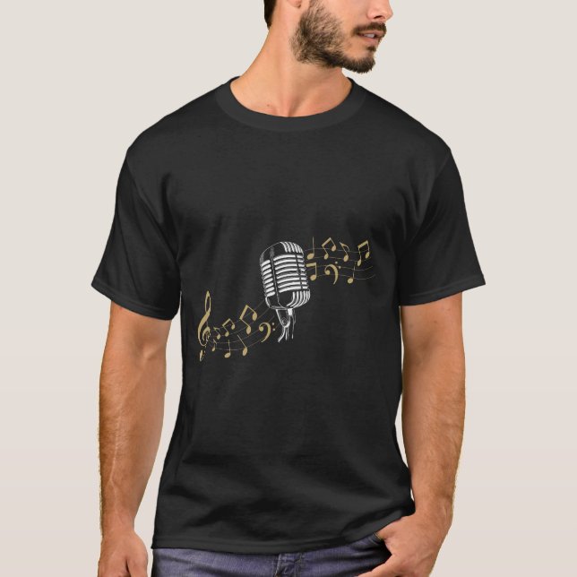 T-shirt Notes musicales du chanteur Microphone Amateur de  (Devant)
