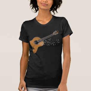 T-shirt Notes musicales graphiques de guitare acoustique V