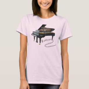 T-shirt Notes noires de piano et de musique de piano quart