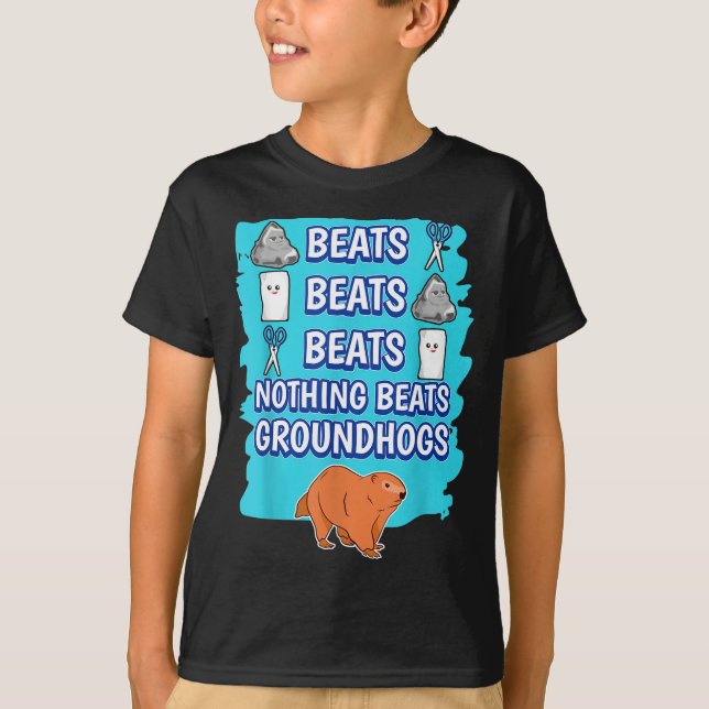 T-shirt Nothing Beats Groundhogs Rock Paper Scissors Game  (Devant)