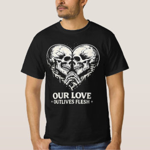 T-shirt Notre amour survit à la chair Squelette graphique 
