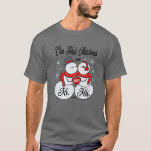 T-shirt Notre Premier Noël Comme M. Et Mme Matching PJ Sno