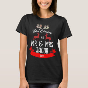 T-shirt Notre premier Noël en tant que M. et Mme Newlywa