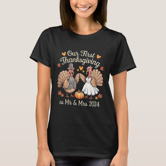 T-shirt Notre Première Action De grâce Comme M. Et Mme New (Devant)