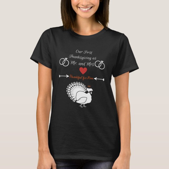 T-shirt Notre première action de grâces s'est mariée en ta (Devant)