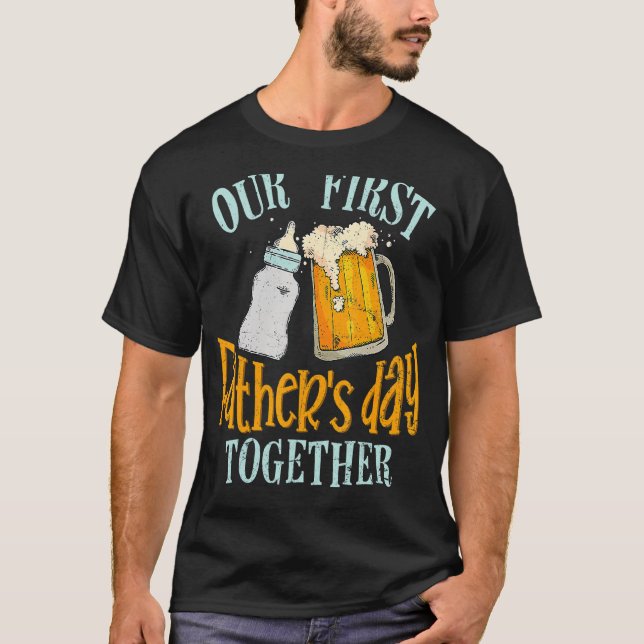 T-shirt Notre Première Fête des pères Ensemble Papa Et Son (Devant)