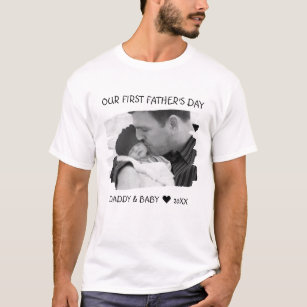 T-shirt Notre première Fête des pères Nouveau papa photo j