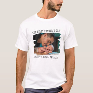 T-shirt Notre première Fête des pères Nouveau Photo Papa E