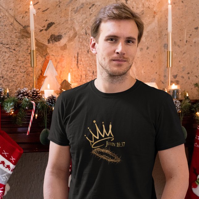 T-shirt NOTRE SAUVEUR ROI CHrétien Noël noir hommes (Créateur téléchargé)