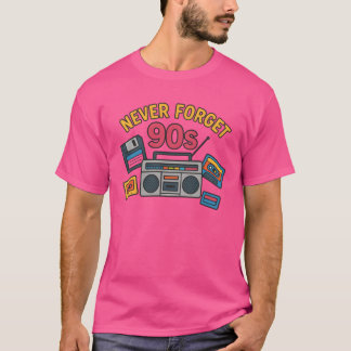 T-shirt N'oubliez jamais cadeau rétro 90 Cassette Disquett