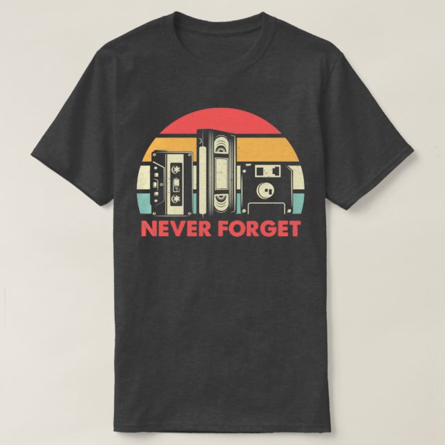 T-shirt N'oubliez jamais Cool Disquette rétro VHS et Casse (Design devant)