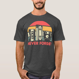 T-shirt N'oubliez jamais Cool Disquette rétro VHS et Casse