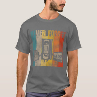 T-shirt N'oubliez jamais les disquettes VHS et Cassetteape