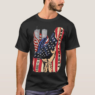 T-shirt N'oubliez jamais patriotique 911 American USA flag