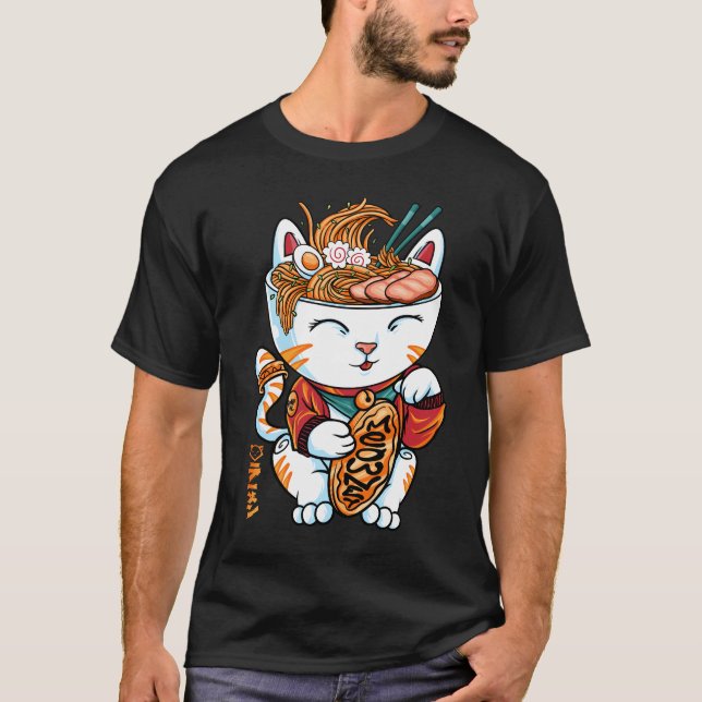 T-shirt nouille de chat chanceux (Devant)