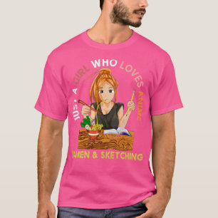 T-shirt Nouilles de Ramen de Foie Japon Otaku Sketching An