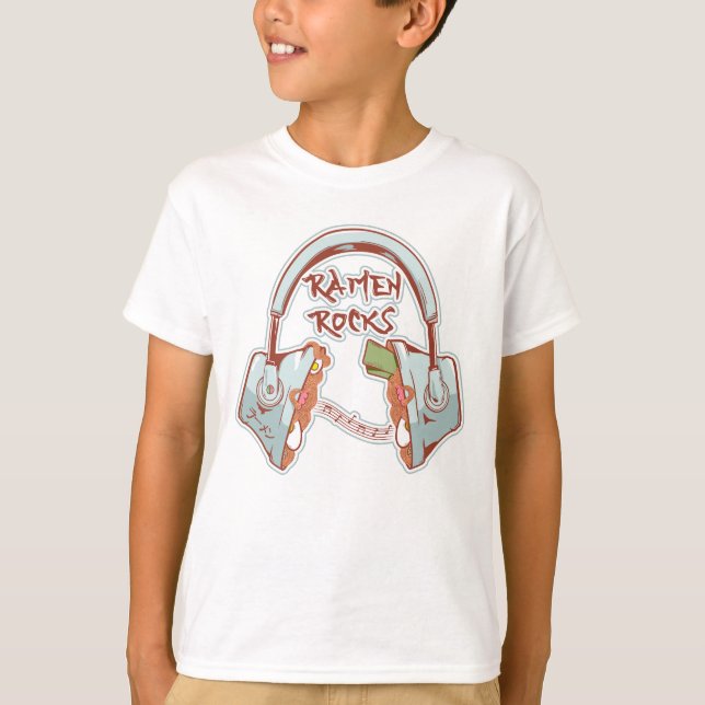 T-shirt Nouilles Ramen rock drôles casques (Devant)