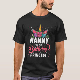 T-shirt Nounou De L'Anniversaire Princesse Unicorn Filles