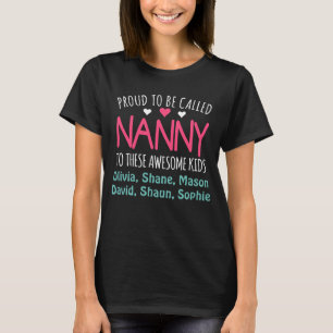 T-shirt Nounou fière avec petits-enfants Nom personnalis