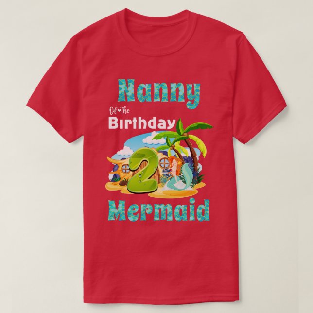 T-shirt Nounou Mignonne De Sirène Du 2E Anniversaire (Design devant)