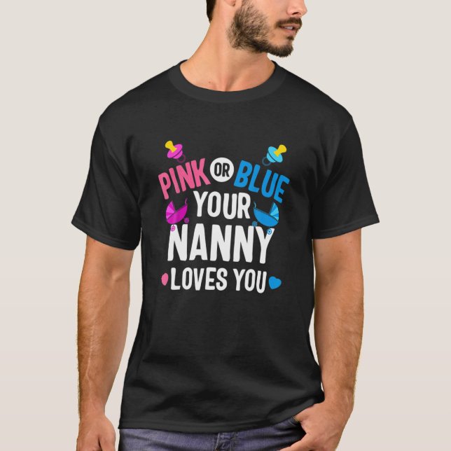 T-shirt Nounou rose ou bleu t'aime Genre Révèle Mère' (Devant)
