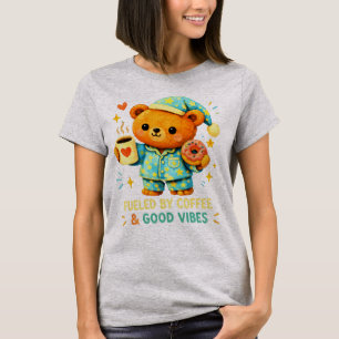 T-shirt Nounours Ours En Pyjama Dopé Au Café Gâteau