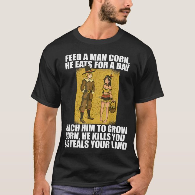 T-shirt NOURRIR PÈLERINES CORN Thanksgiving Native America (Devant)