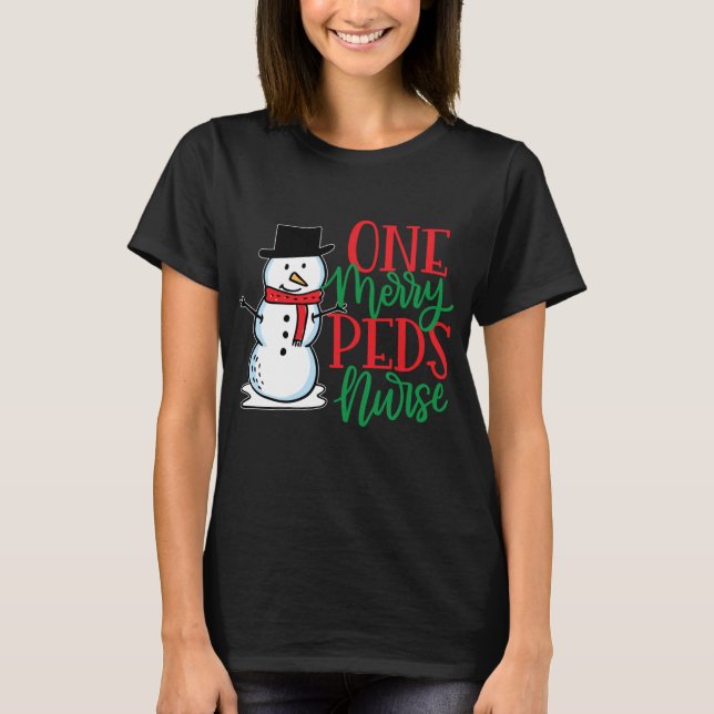 T-shirt Nourriture de Noël mignonne PEDS - Nurs de Snowman (Devant)