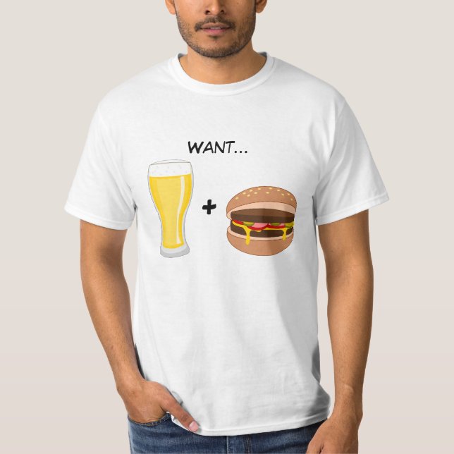 T-shirt Nourriture Homme : J'aime la bière et les hamburge (Devant)