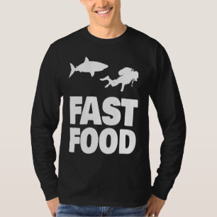 T-shirt Nourriture Rapide Plongeur Requin Plongée en Scaph