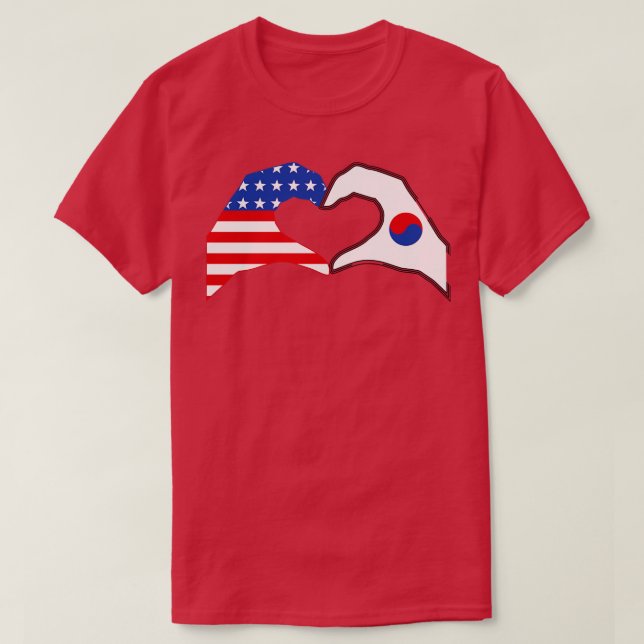 T-shirt Nous Coeurs USA Corée Patriot Série Drapeau (Design devant)