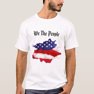 T-shirt *~* nous le blanc d'aquarelle de drapeau américai