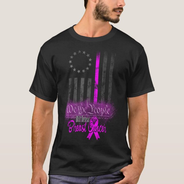 T-shirt NOUS LE PEUPLE Cancer du sein AMERICAN FLAG T-Shir (Devant)
