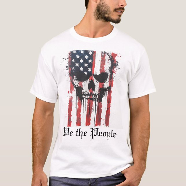 T-shirt Nous le peuple crâne drapeau américain (Devant)