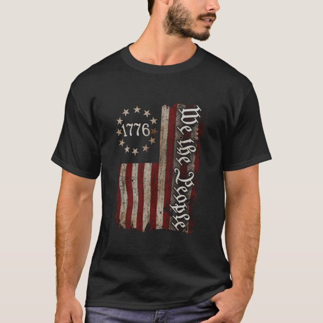 T-shirt Nous Le Peuple Drapeau Américain 1776 4 juillet (Devant)