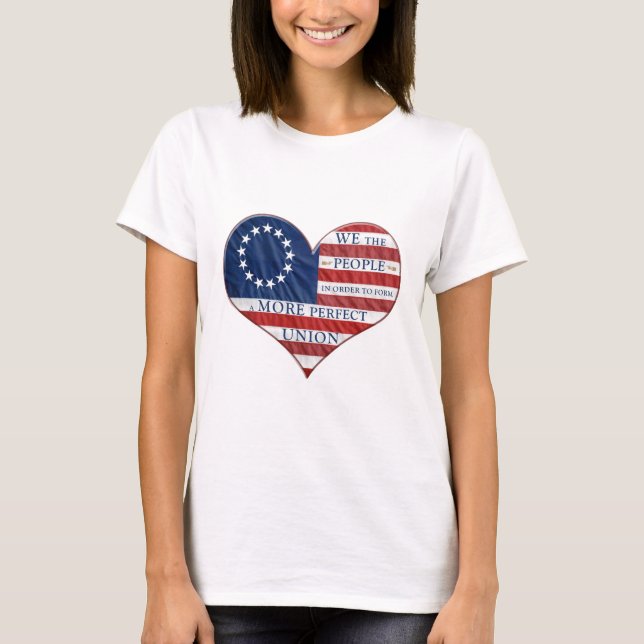 T-shirt Nous Le Peuple Le Coeur Du Drapeau Américain (Devant)