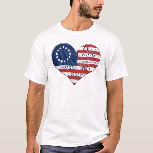 T-shirt Nous Le Peuple Le Coeur Du Drapeau Américain (Devant)