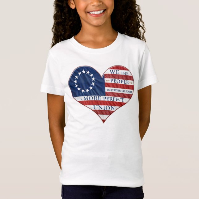 T-Shirt Nous Le Peuple Le Coeur Du Drapeau Américain (Devant)