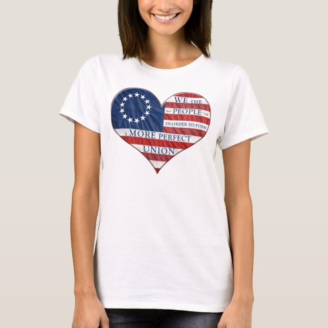 T-shirt Nous Le Peuple Le Coeur Du Drapeau Américain (Devant)