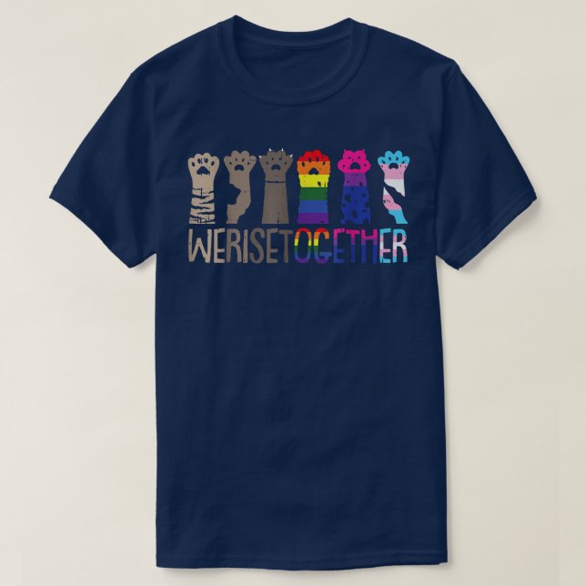 T-shirt Nous nous levons ensemble Gay pride Chat Empreinte (Design devant)