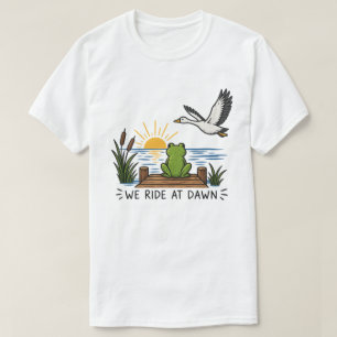 T-shirt Nous Partons à l'Aube Grenouille Oie Lac Coucher d