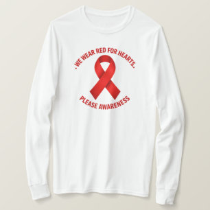 T-shirt Nous Portons le Rouge pour les Cœurs – Ruban Rouge