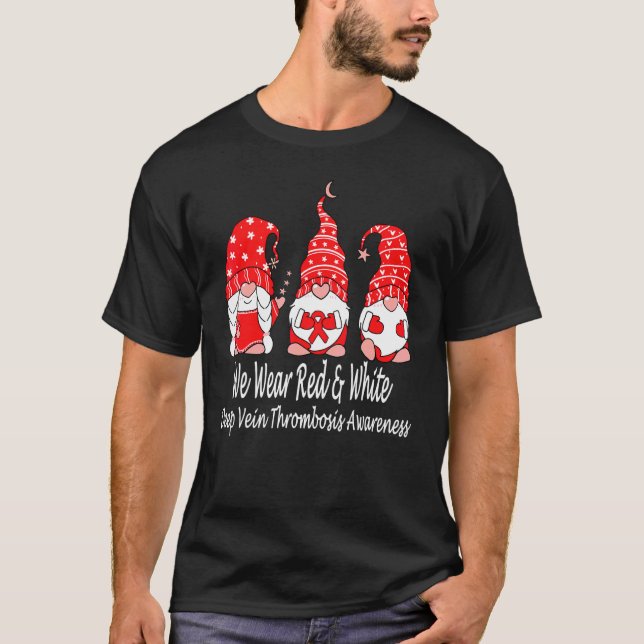 T-shirt Nous Portons Rouge Et Blanc Pour Thrombosis Profon (Devant)
