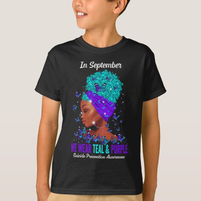 T-shirt Nous Portons Turquoise Violet Prévention Suicide S (Devant)