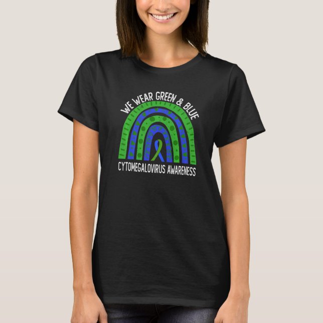 T-shirt Nous Portons Vert & Bleu Pour La Sensibilisation A (Devant)